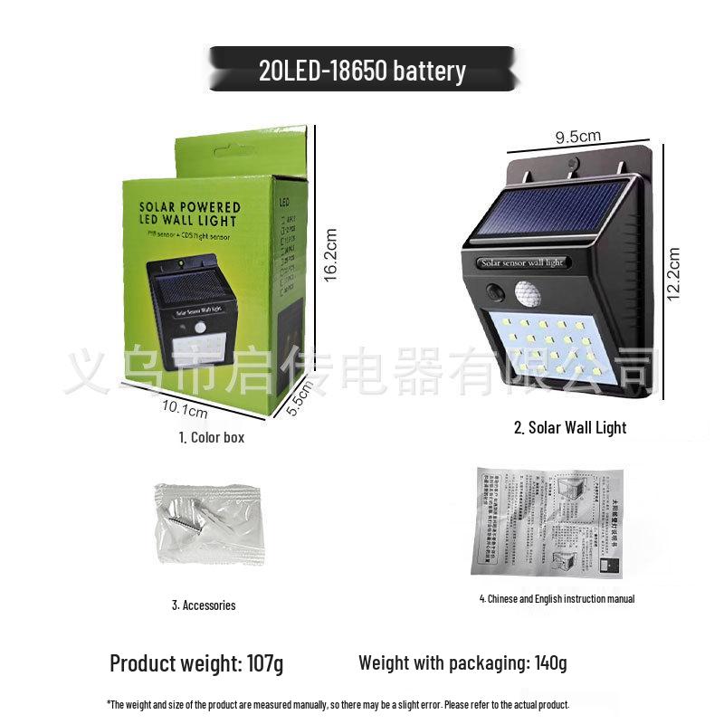 

100 LED Солнечный Датчик Движения Наружный Водонепроницаемый Настенный Светильник для Улиц и Садов