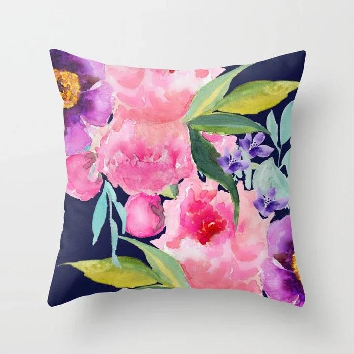 45X45Cm Flower Butterfly Pattern Decorative Cushions Pillowcase Polyester Cushion Cover Throw Pillow Sofa Decoration Pillowcover
