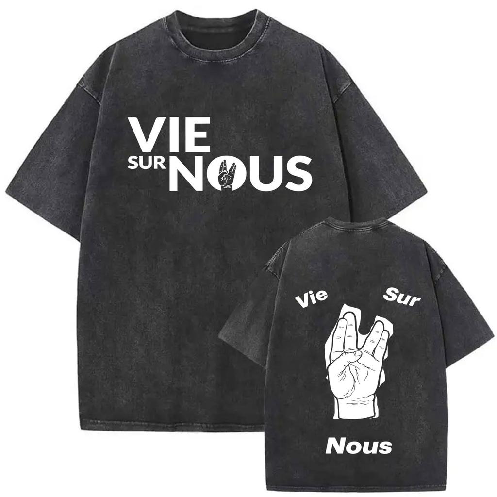 French Rapper Damso High Quality Vintage Washed ONeck Tshrit YK Mens Womens Casual Summer Clothes Oversized Short Sleeve Tees