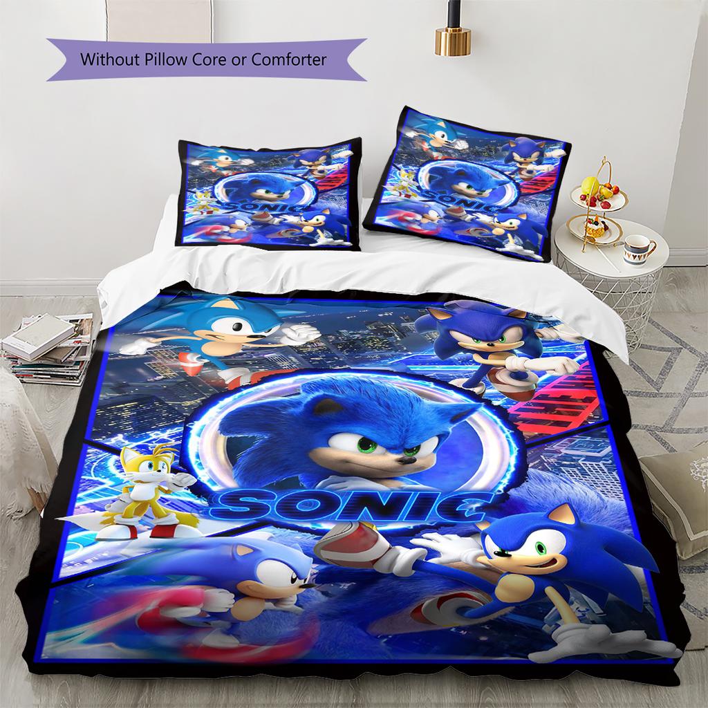 Flashy Hedgehog Pattern Bedding Quilt Set Quilt Cover Pillowcase Home Decoration Gift (1 * duvet cover + 2 * pillowcase, without core)