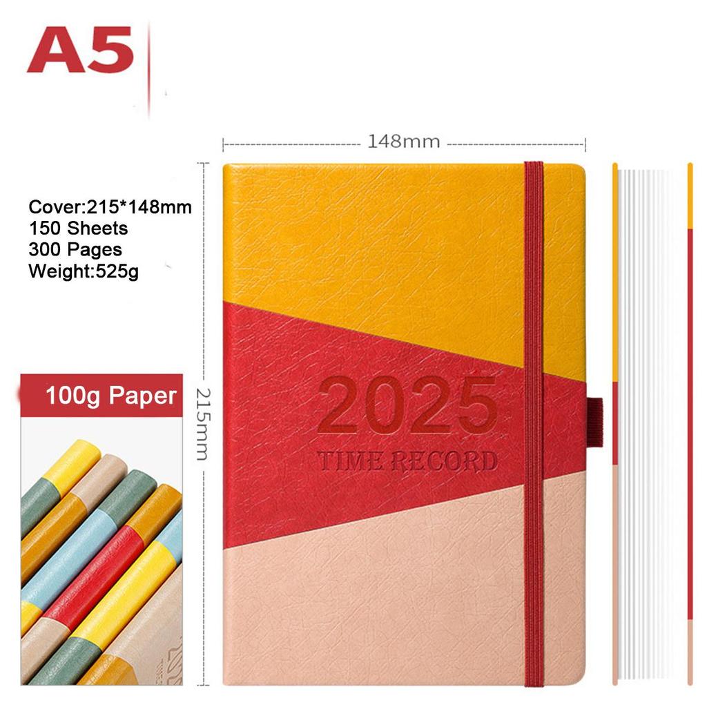 A5 verdickter Business-Notizblock aus Leder, Arbeitsnotizbuch, Besprechungsprotokollbuch, Tagesplaner 2025, Studiennotizen für Studenten, Tagebuch, 150 Blatt