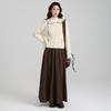 Lazy doll collar embroidered flower knitted sweater long sleeve thickened bottom with autumn and winter cardigan jacket top women