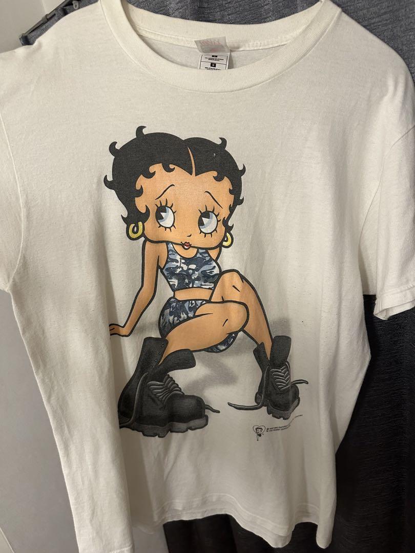 

[USED] 90s Betty Boop T-shirt in blue camo