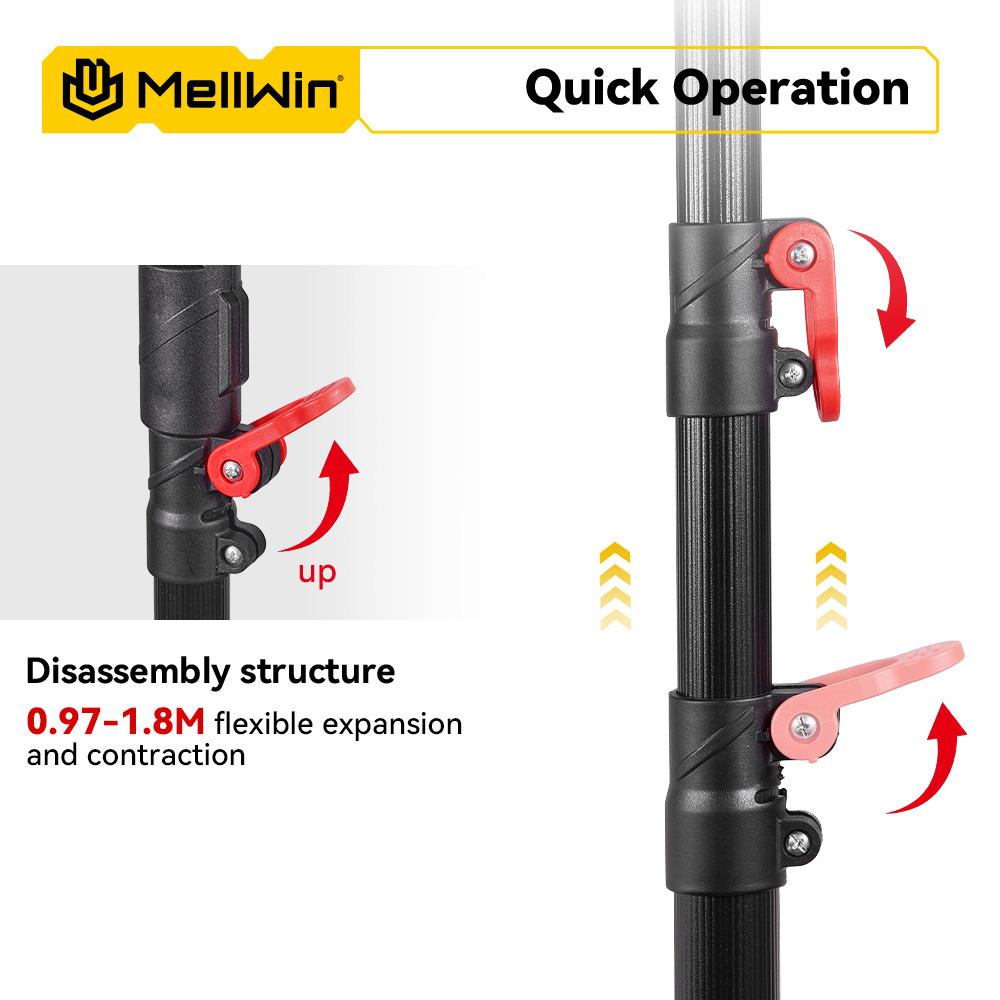 MELLWIN 2IN1 Brushless Electric Pole Pruner Shear With 180CM Telescoping Pole Garden Pruner Shear Tool For Makita 18VBattery Pin