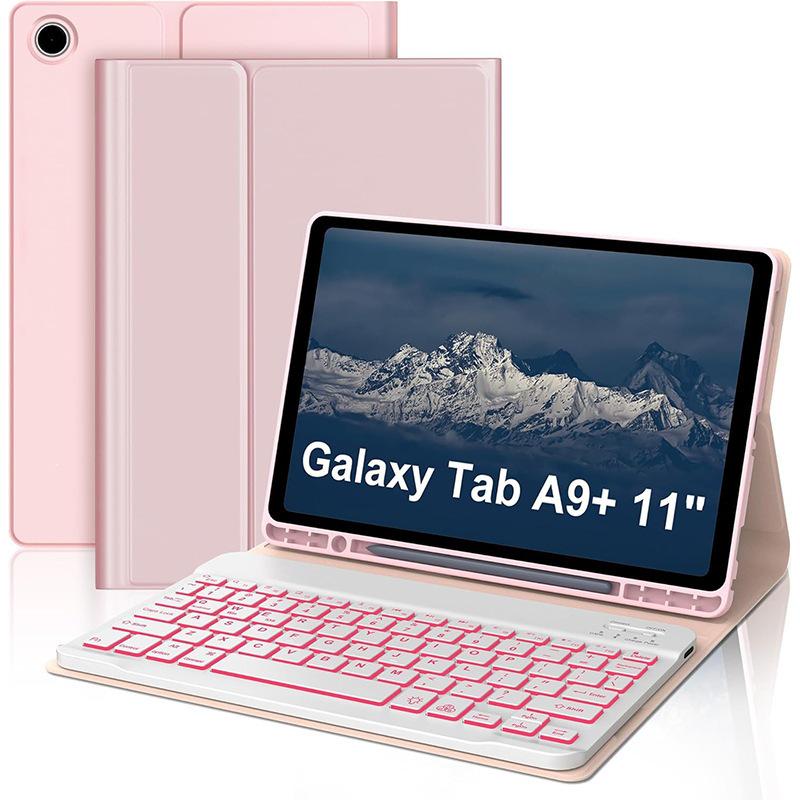 Samsung Tablet A9 Plus 11 Protective Leather Keyboard Case with Backlit Bluetooth and Pen Slot A11+