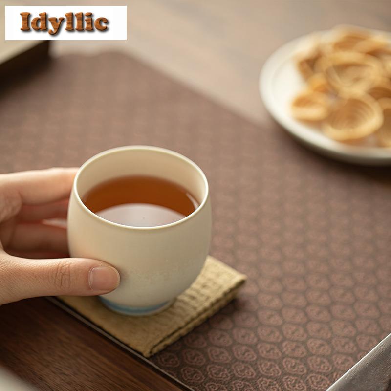 160ml Kiln Fambe Crystal Glaze Teacup Antique Tea Bowl Tea Cup Set Tea-tasting Fragrance Cup Chazhan Master Cups Tableware Craft