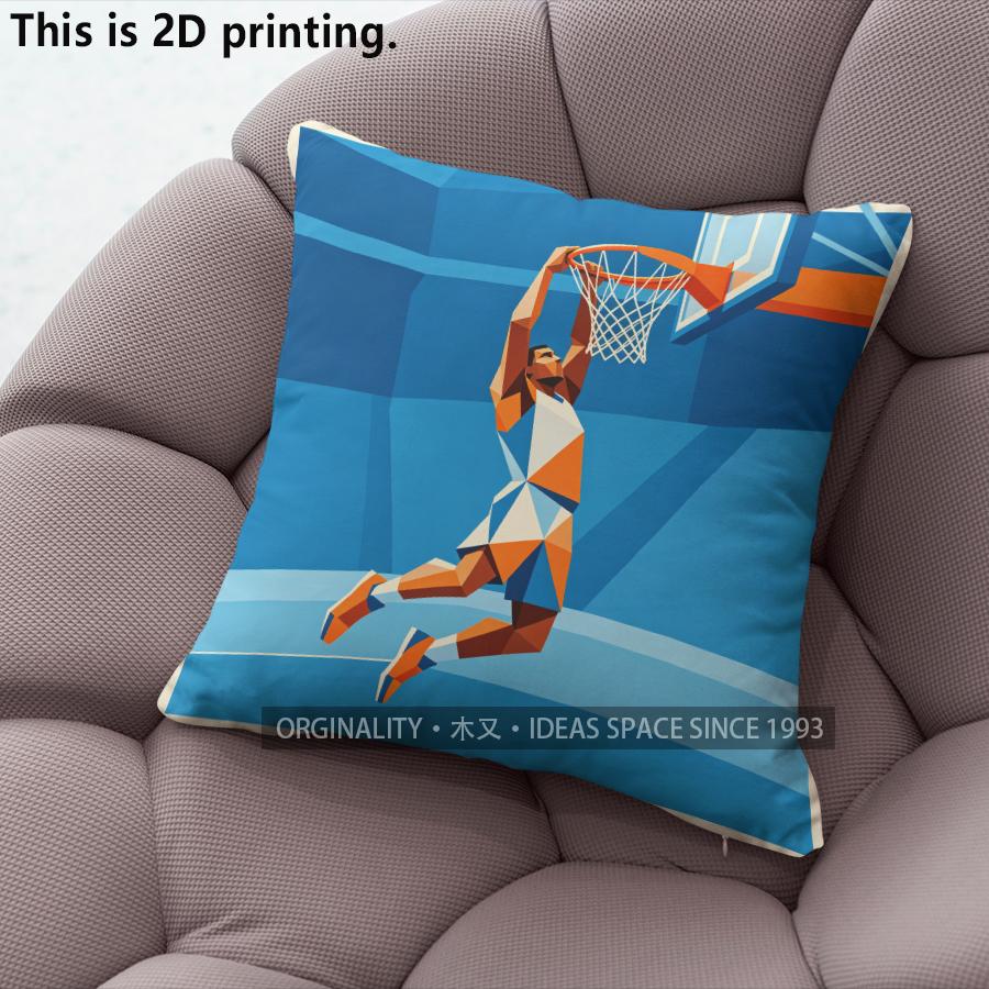 Geometric Basketball Player Throw Sport Home Decor Pattern Cushion Cover Suitable for Sofa Bedroom Car Pillow Cover