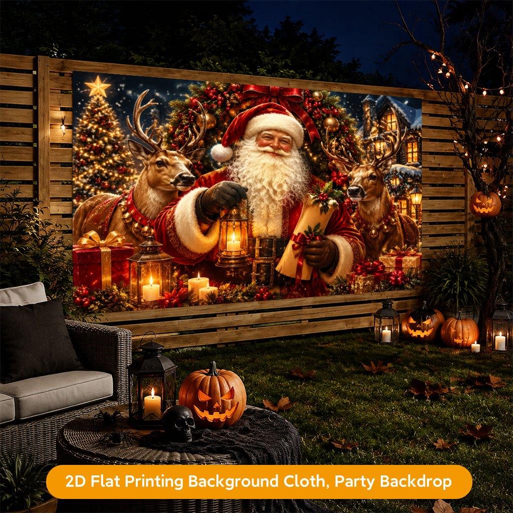1Pcs Santa Claus Reindeer Decoration Background Winter Backdrop Decorations For Photo Studio Photo Booth Christams Party
