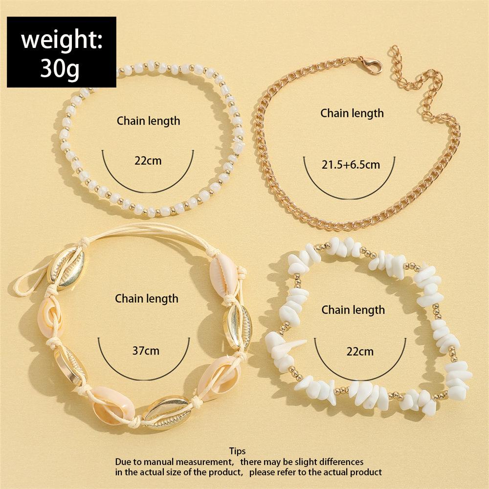 4 In 1 Bohemian Beach Stacked Shell Anklet for Ladies