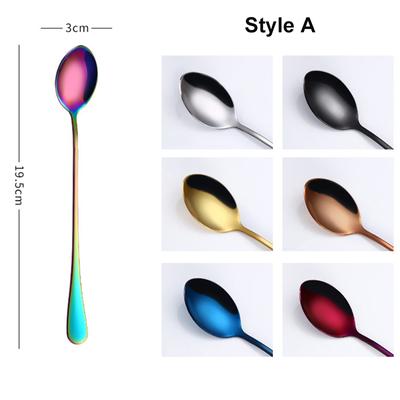 Long Handle Spoon, Coffee Stirrers, 8-Inch Ice Tea Spoon, Stainless Steel Iced Teaspoon for Milk Cocktail Stirring