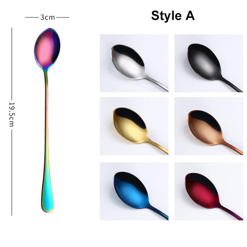 Long Handle Spoon, Coffee Stirrers, 8-Inch Ice Tea Spoon, Stainless Steel Iced Teaspoon for Milk Cocktail Stirring