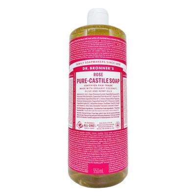 Dr. Bronner's Rose Pure Castile Soap Body Wash Rose Scent, 1 ea, 950 ml