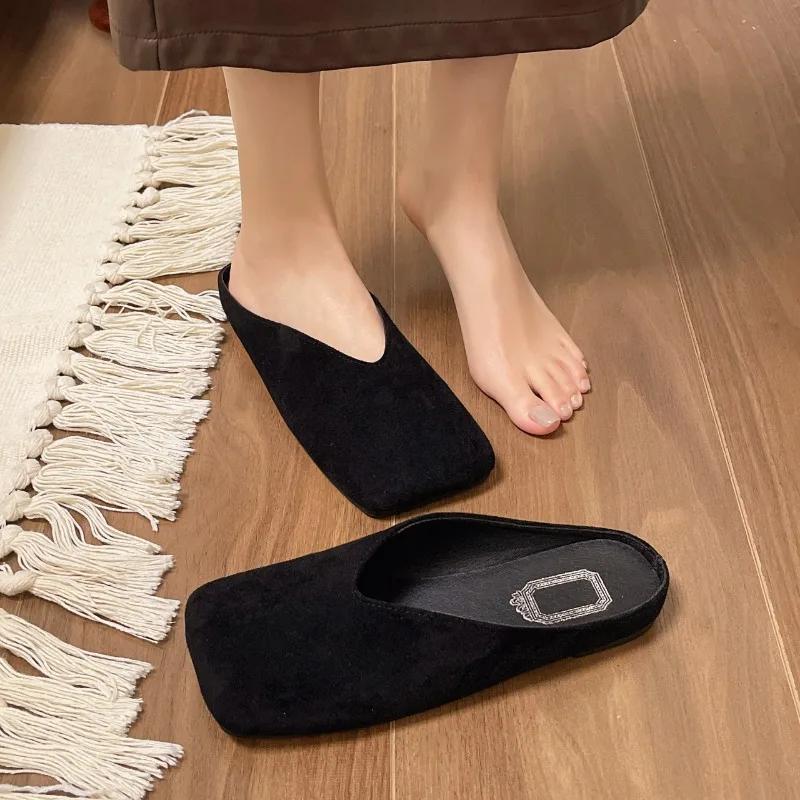 Fashion Women's Elegant Summer French Square Toe 2025 Hot Sale Luxury Mary Jane Shoes Cute Casual Flat Slippers Soft Bottom Flat Shoes