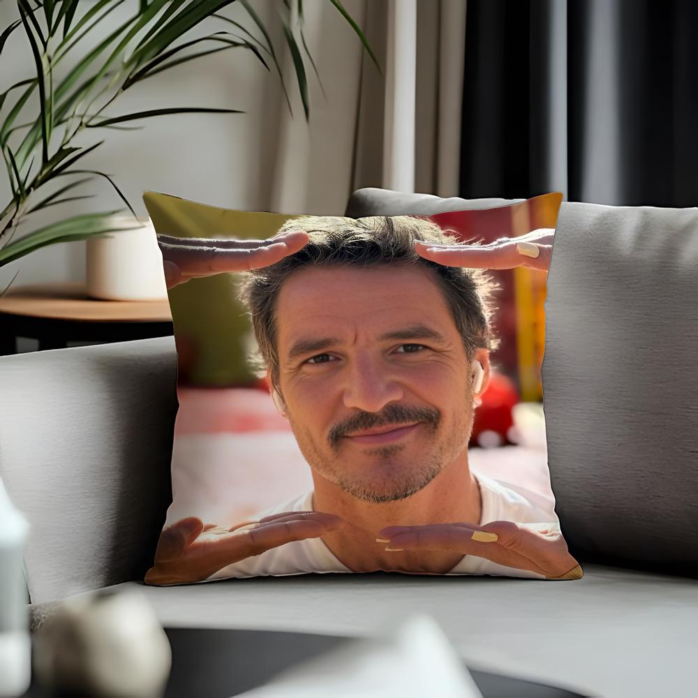 Fashion PPpedro Pascalful Cushion Cover Antidustmite Pillowcase Invisible Zipper Silky Short Plush Sofa Cushion Cover