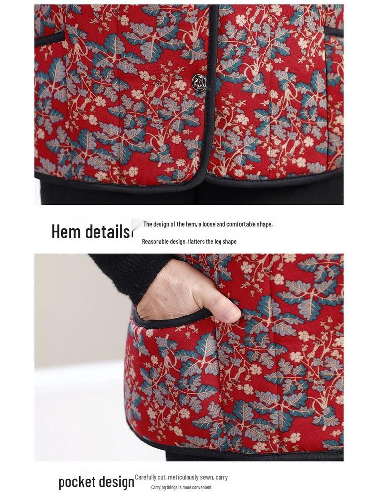 Grandma-Style Sleeveless Cotton Padded Vest with Sleeve Shoulder Protection for Women 2025 - Midlife & Elderly Warmth