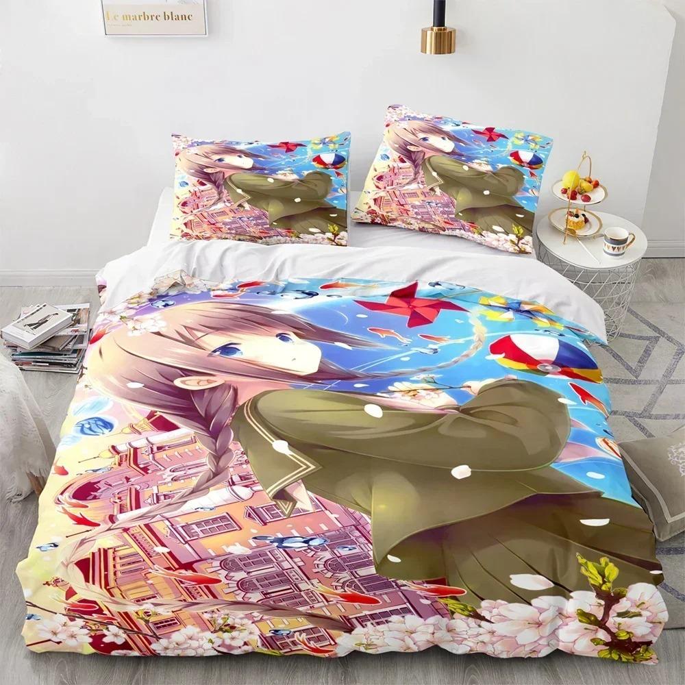 Comforter Kawaii Girl Anime Sexy Girl Bedding Set 3D Printed Suitable For Bedroom Kids Home Textile
