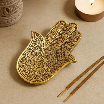 Incense Stick Holder Small Gold Aluminum Hamsa