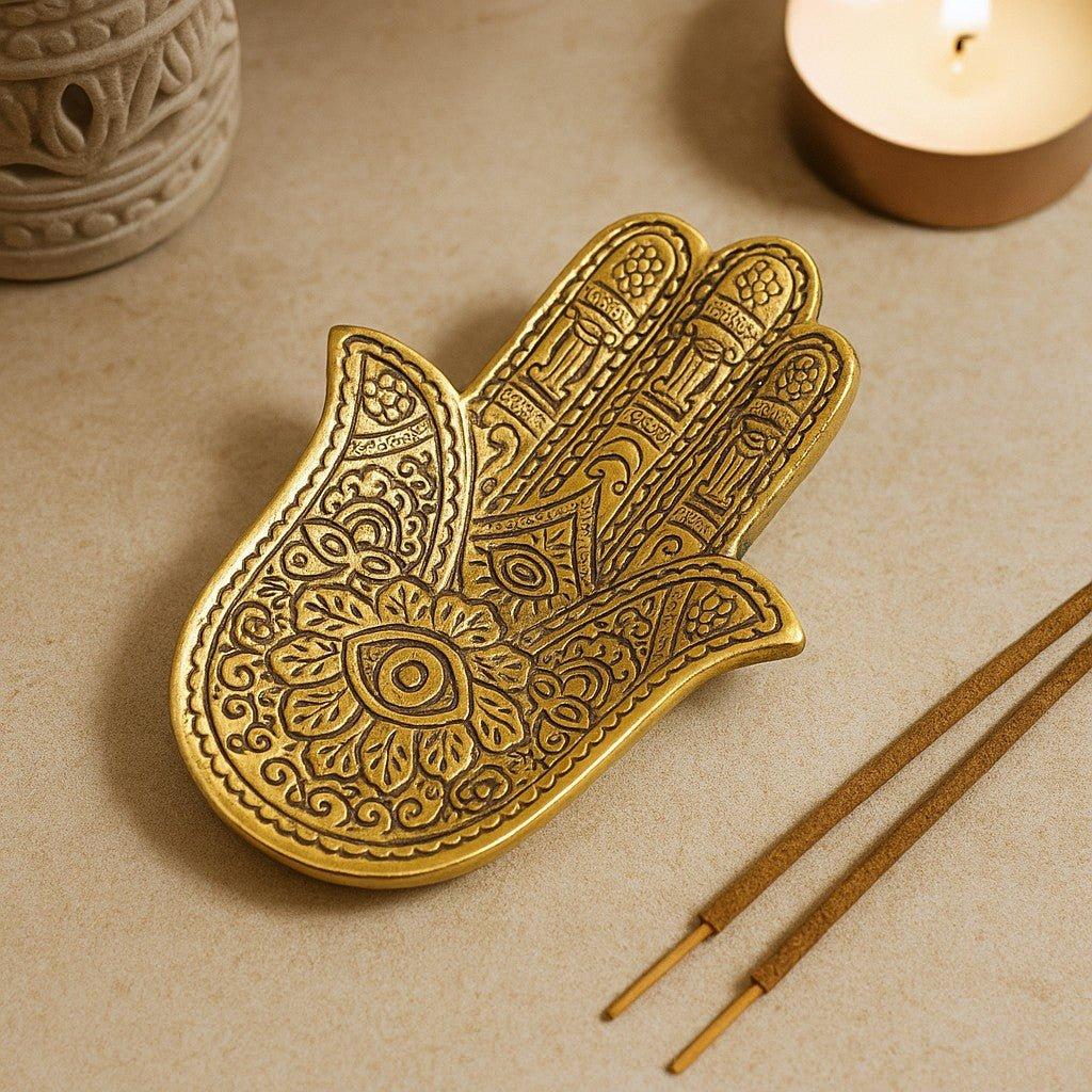 Räucherstäbchenhalter Klein Gold Aluminium Hamsa