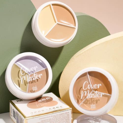 Xixi Genuine Concealer, 3 Colors, Concealer Palette, Shielding Plaster, Popular, Bear Remover, Blue Beard Concealer, High Coverage, Moisturizing, Make