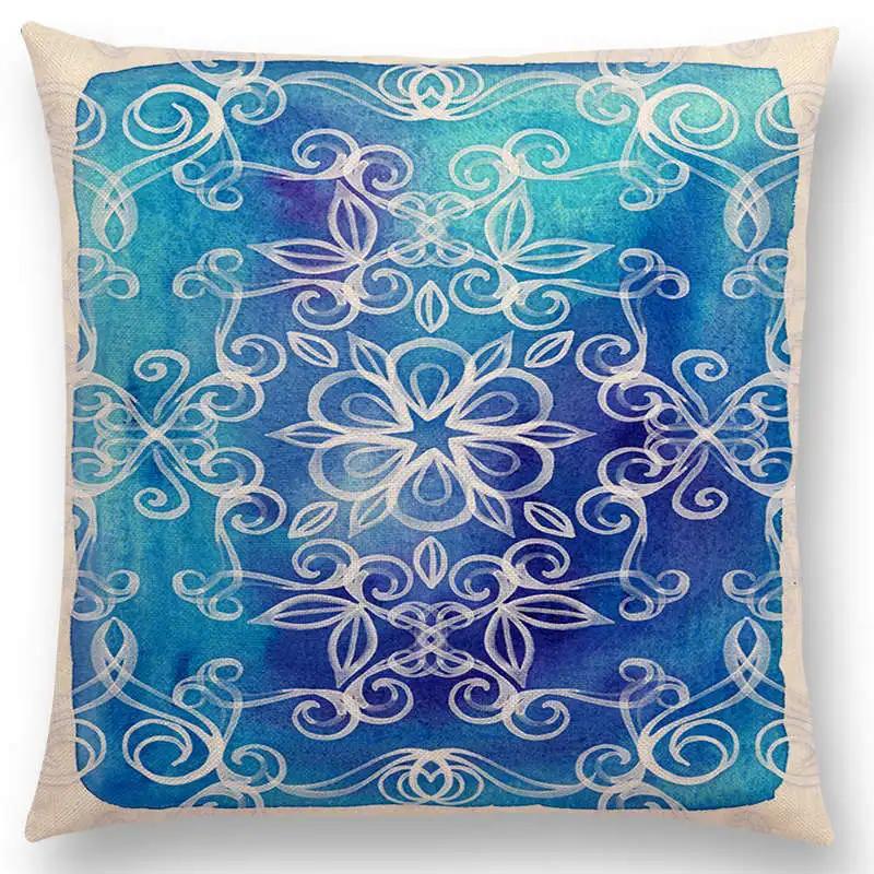 New Vivid Art Colorful Flowers Gorgeous Floral Doodle Geometry Mandala Coral Wonderland Pattern Car Cushion Cover Pillow Case