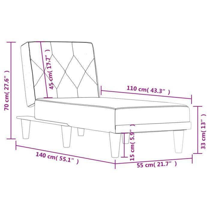 VidaXL Chaise longue gris foncé tissu 352857