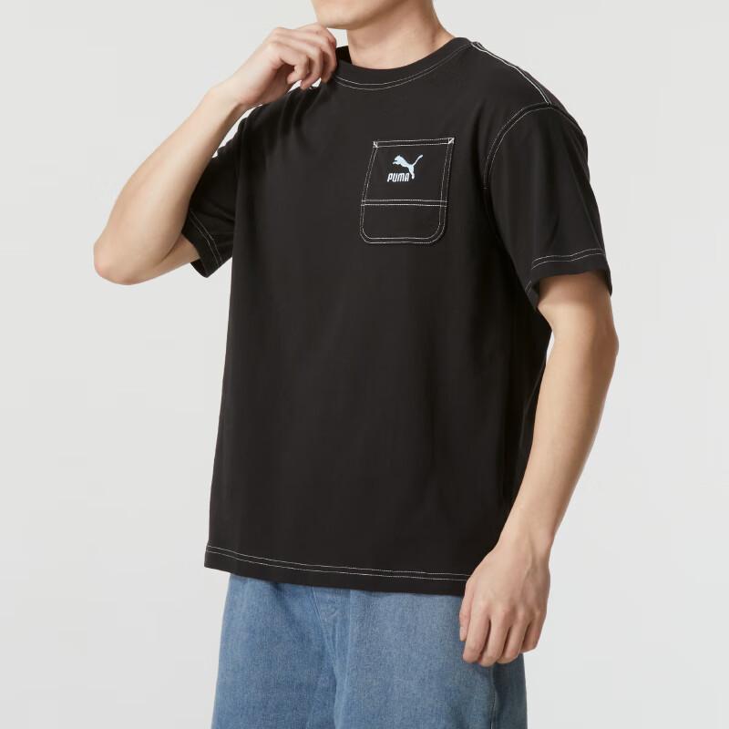 New PUMA Drop Shoulder Sleeve T-Shirt Unisex Black 626858-01