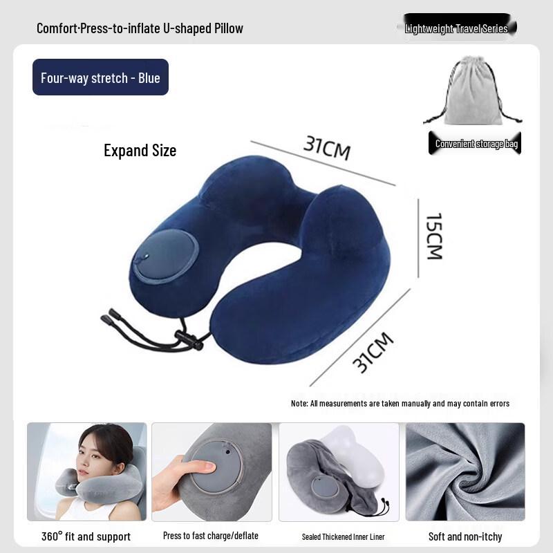 Kasisc Inflatable Double Hump U-shaped Neck Pillow