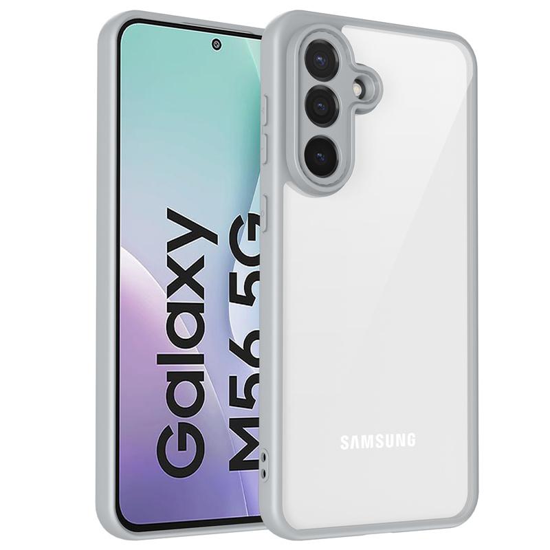 For Samsung Galaxy M56 5G Case Plating Silicone Bumper Shockproof Clear Back Cover Hard Phone Case for Samsung Galaxy M56 5G