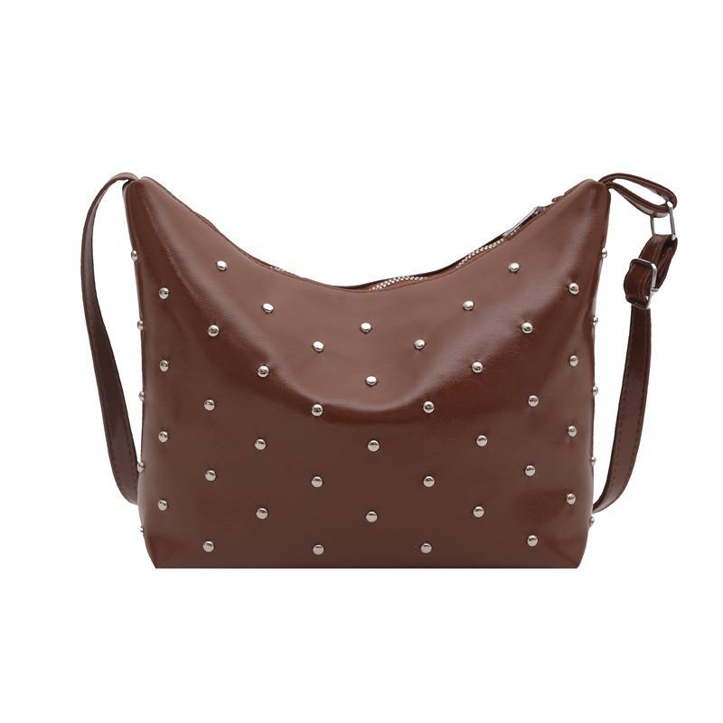Stylish and simple rivet underarm bag women's new versatile dumpling bag high-end retro messenger bag