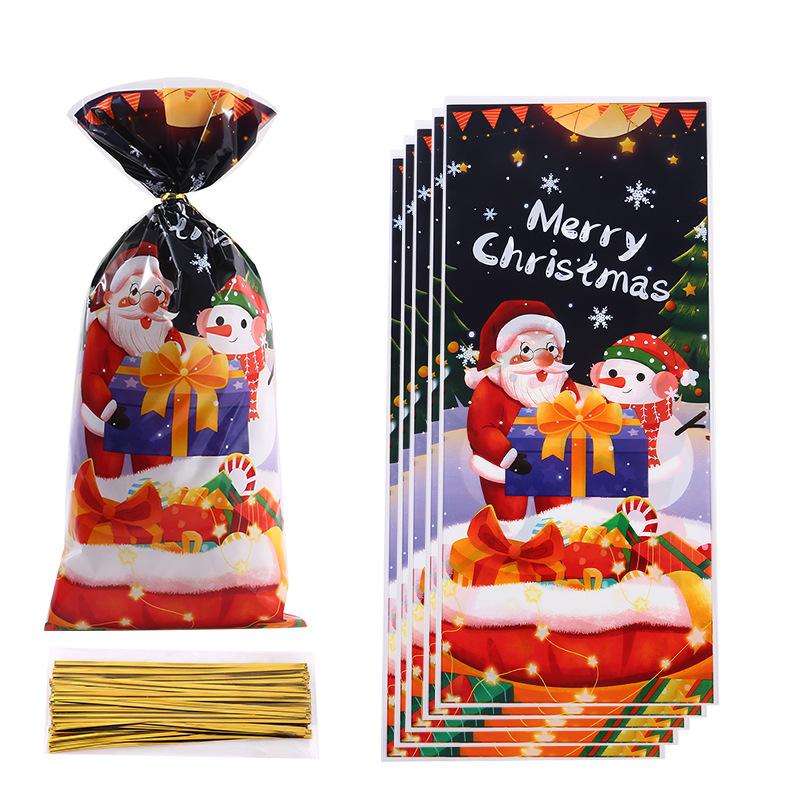 Set 50/100 Buc Pungi Cadou Bomboane Crăciun Cu Design Moș Crăciun Pentru Decorațiuni Petrecere Xmas Navidad Consumabile Ambalare Biscuiți Favore