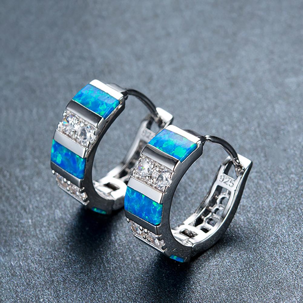Exquisite Blue Teardrop Shaped Earrings with Exaggerated European and American Personality Diamond Studded Circle Earrings