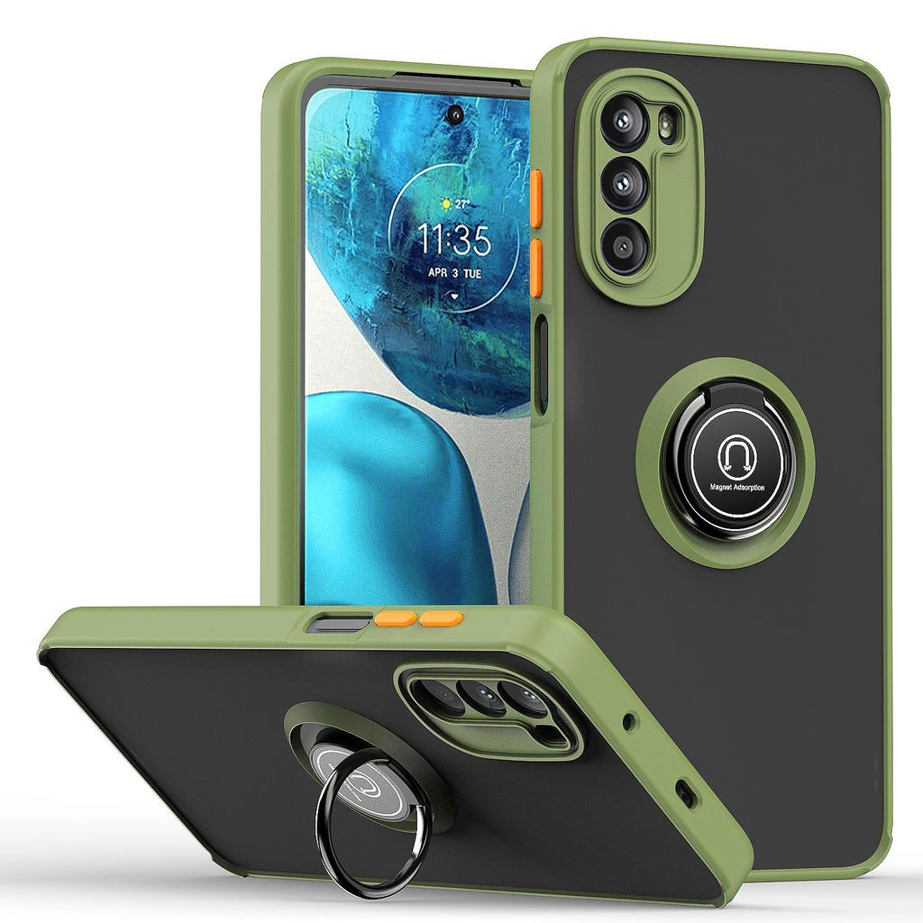 Fashion Model Ring Holder Hard PC Case For Motorola Moto G52 G22 G31 G41 G42 G60 G60S G20 Moto G52 Shockproof Silicone Back Case