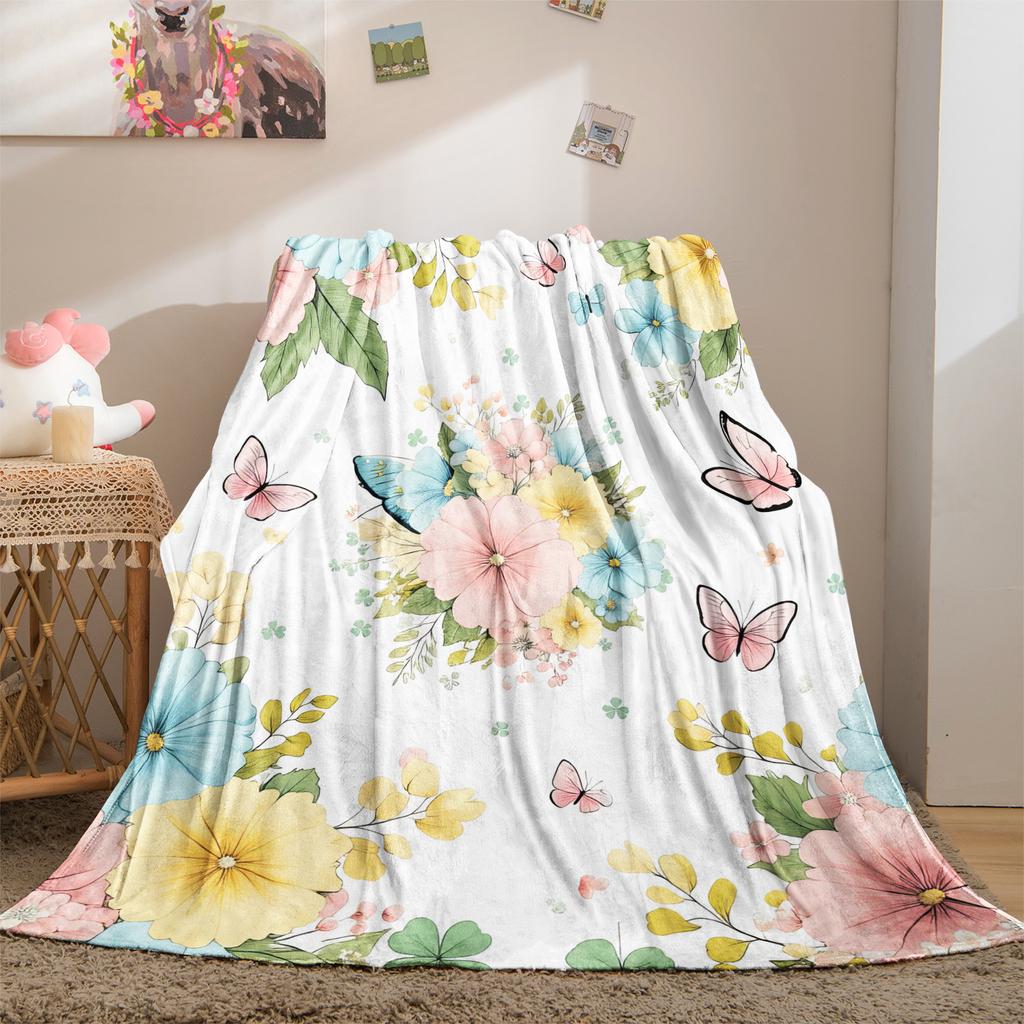 Sweetheart Floral Series Print Fleece Throw Blanket for Adult Quality Super Soft Warm Universal Blanket for Travel Office Home