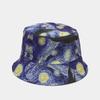 Sun Protection Fisherman Hat With Starry Night Oil Print Design For Outdoor Sunshade In Summer And Spring