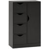 Storage Cabinet Sideboard Chest of Drawers 1 Cupboard and 4 Drawers, Wood, for Living Room, Kitchen, Entryway, Dining Room, Black