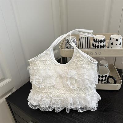 Sweet Lace Female Underarm Shoulder Bag Simple Pleated Women Travel Tote Bags Solid Color Portable Ladies Commuting Handbag