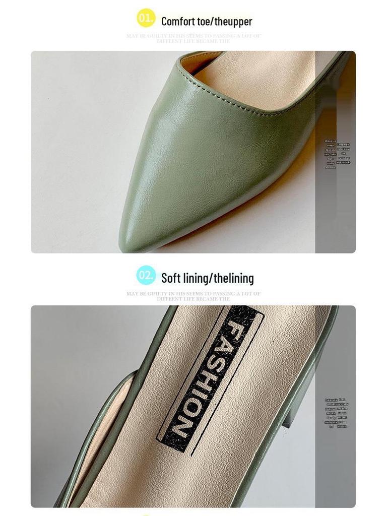 Dames 2023 Zomer Puntige Neus Middenhoge Hak Outdoor Muiltjes