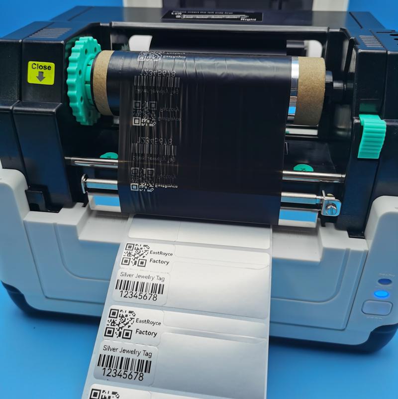High Quality Resin-based Printer Inked Ribbon 110mm PET/PP/Transparent Label Paper Transfer Ribbon Roll Instead of Ricoh B110CR