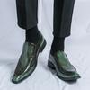 Fashion British Style Men Oxfords Fashion Green Plaid Leather Shoes For Men Dress Shoes Business Men's Formal Shoes Social Masculino
