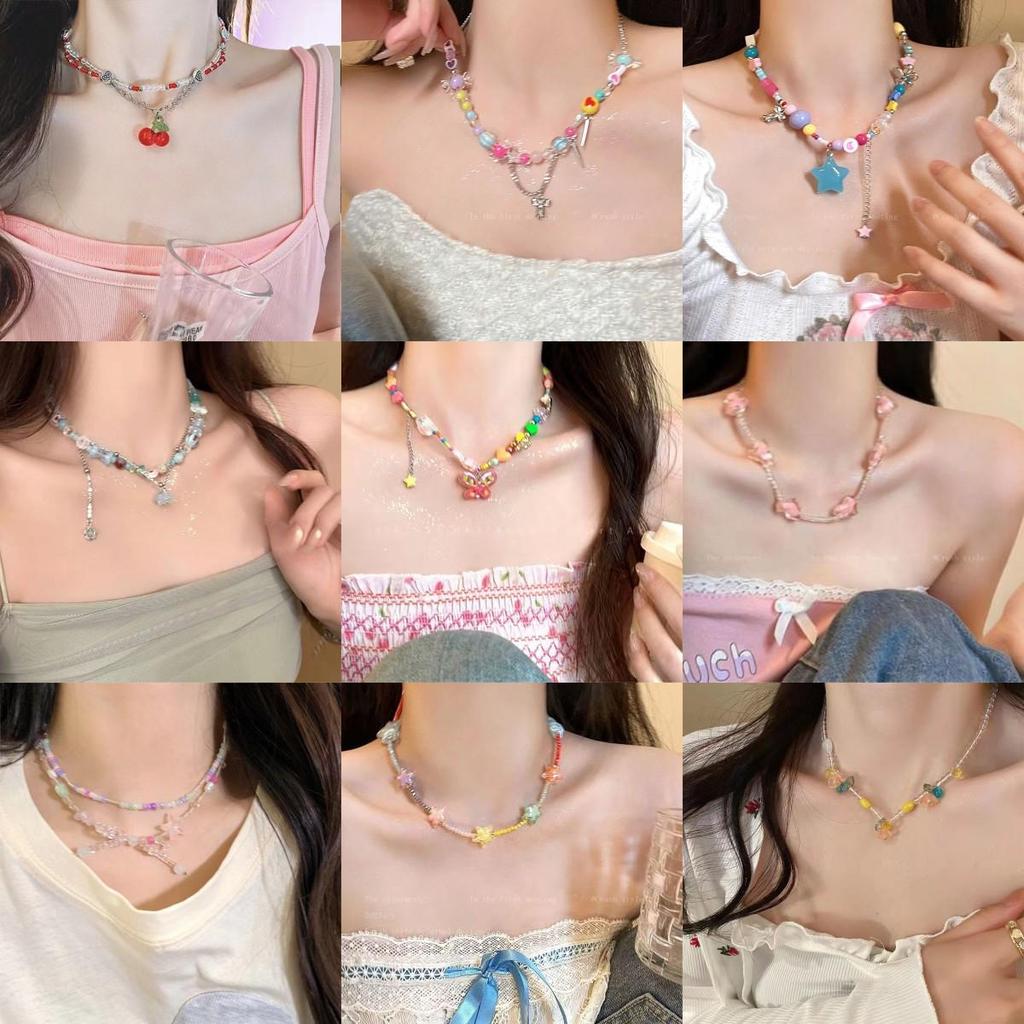 Dopamin Sommer Perlenkette ~ Schick, Einzigartig, Coole Schlüsselbeinkette für Frauen