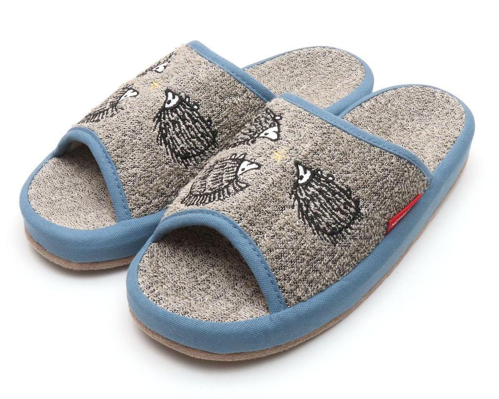 LISA LARSON Sand Hedgehog Slippers and Slippers [Cute] Women's Men's Open-Front (Blue, L)
