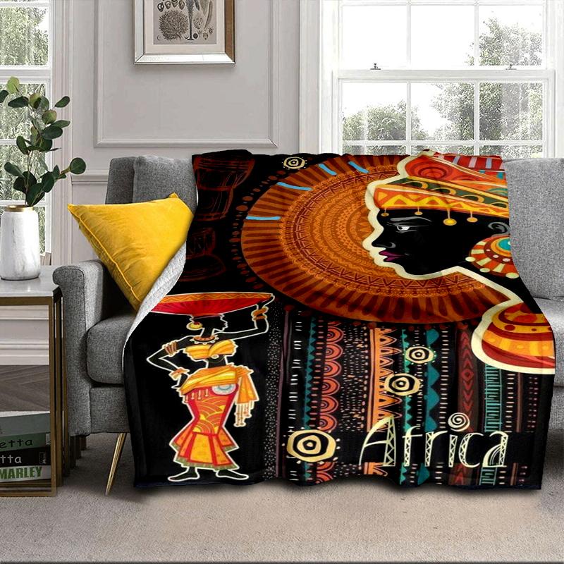 African Women Blanket Flannel Blanket for Bed, Sofa, Camping, Hiking, Picnic Essentials, Gift for Family Fan Gifts