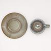 Marui Seito Shigaraki Ware Hechimon Kaffeetasse und Untertasse, Blaue Hagi-Schnitzerei, Rund, Ca.. 180ml Fassungsvermögen, Keramik, Hergestellt in Japan, MR-3-3265