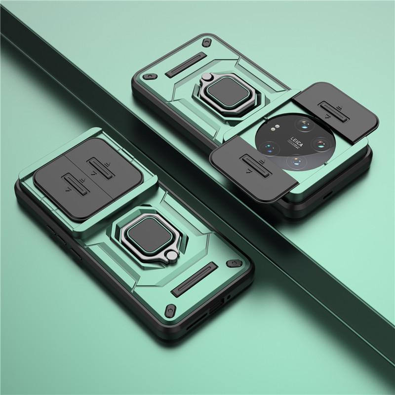 Für Xiaomi 14 Ultra Hülle Xiaomi 14 Ultra Case 6,73 Zoll Linsen-Schiebefenster-Schutz Panzer Stoßfest Halter Magnetischer Bumper