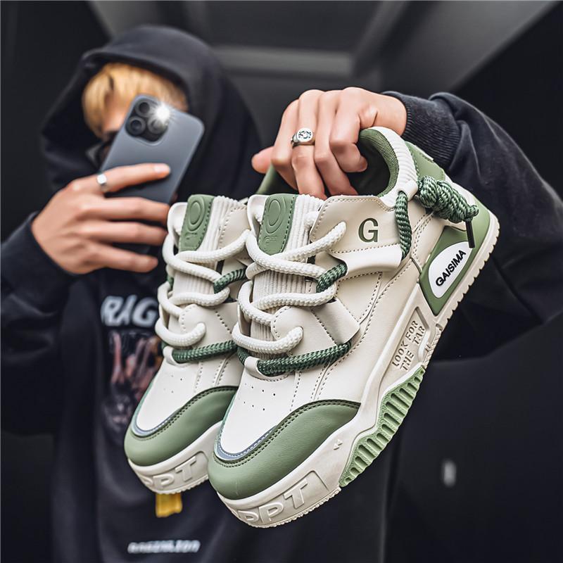 

Men s Casual Four Seasons Fashion Skateboarding Students Comfortable Sneakers Boys Trending Soft Sole Breathable Shoes 39 бежевий/зелений