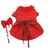 Pet Clothing Red Christmas Dress Pet Coat Skirt Double-layer Gauze Skirt Windbreaker Cat Bow Tie Clothes Dog Clothes Designer