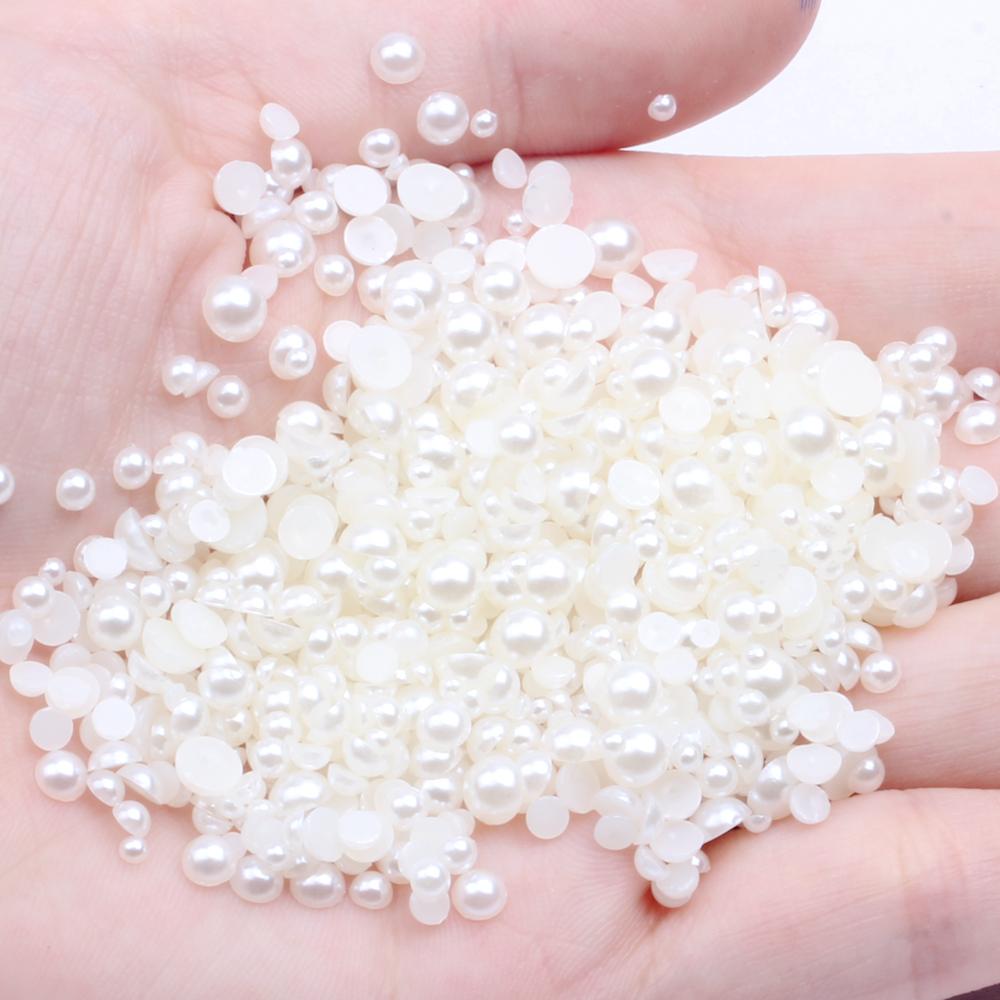Resin Half Round Flatback Beads 2-6mm Mix Size Glue on Loose Rhinestones for Clothes Dresses DIY Crafts Scrapbook Decoration