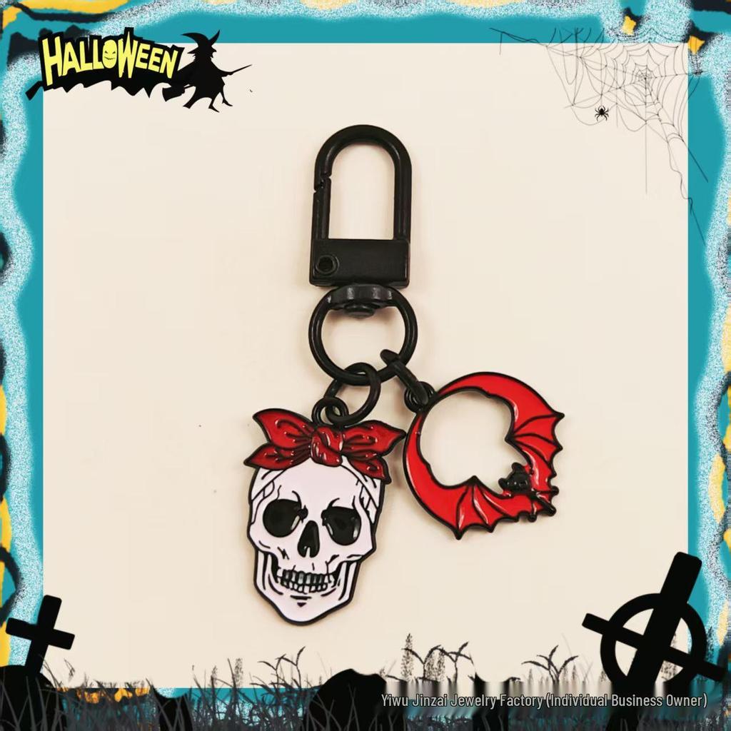 Cross-Border Halloween Skull & Pumpkin Keychain – Metal Ghost Charm Gift