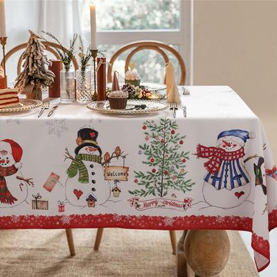 Christmas Snowman Snowflake Waterproof Tablecloth Table Decor Winter Xmas Kitchen Dining Tablecloth Christmas Decorations