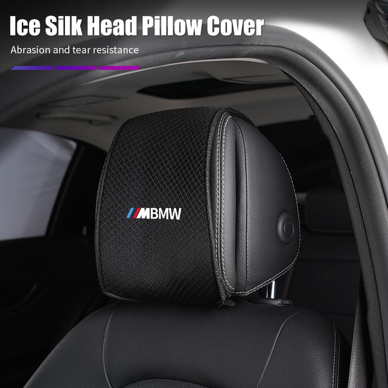 BAGG9 Car Sticker Car Ice Silk Headrest Cover Headrest Dust Cover Accessories Interior For BMW Motorsport F11 G11 F10 F30 G08 G28 G20
